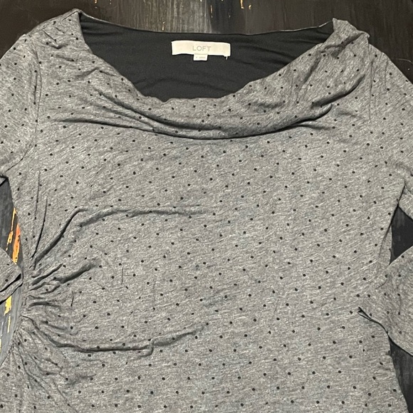 LOFT Gray Long Sleeve Dress with Dotted Pattern - Picture 3 of 5